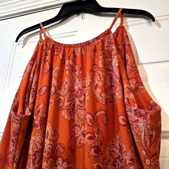 Maison TaraFloral Orange and Pink Maxi Dress Size 18w Maxi Ocean Tiered Beach - Picture 7 of 13